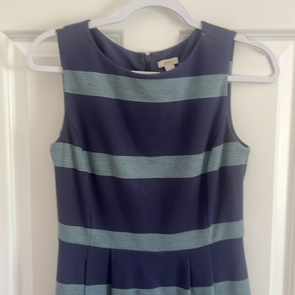 FOSSIL Blue Striped Sleeveless Pleated Zipper Up Dress Size 4 - Picture 2 of 7